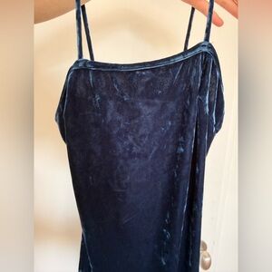 Elegant Velvet Navy Blue Dress